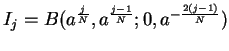 $\displaystyle {I_j = B(a^{j\over N},a^{j-1\over N}; 0 ,a^{-{2(j-1) \over N}})}$