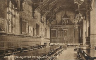 Postcard of St. John's College Dining Hall, Cambridge