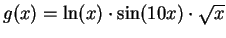 $g(x)=\ln (x)\cdot\sin (10x)\cdot\sqrt x$