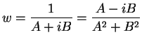 $\displaystyle {w={1\over {A+iB}}={{A-iB}\over {A^2+B^2}}}$