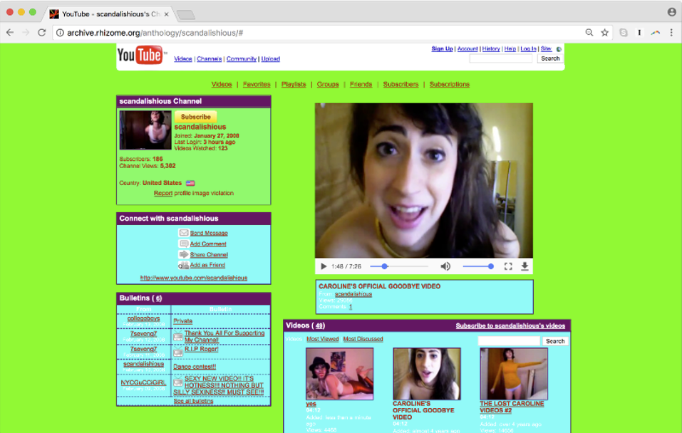 Screenshot of a live archived work on archive.rhizome.org, a video based piece in a browser window