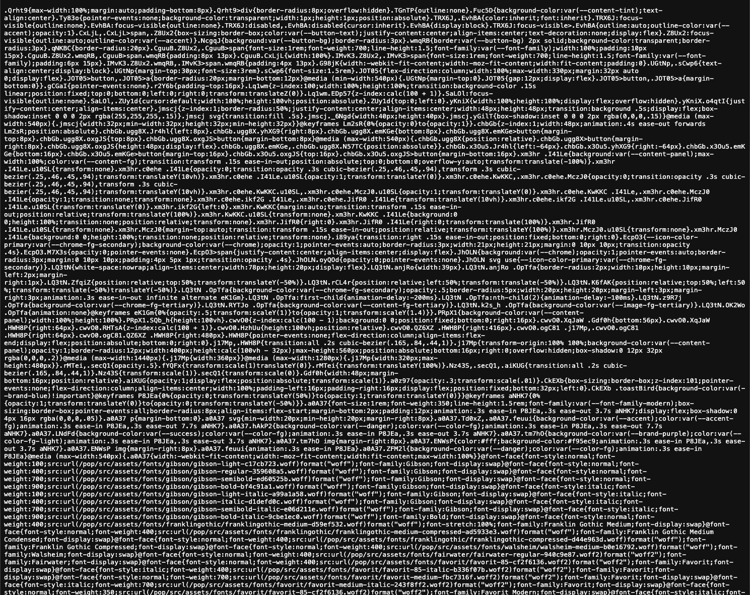 Browser dev tools showing CSS